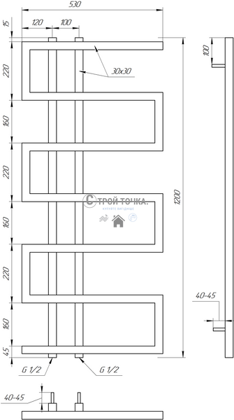 Електрична сушка для рушників Dual 800x53x3 GA-56004 фото