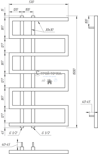 Водяна сушка для рушників Dual 120x53x3 GA-56003 фото