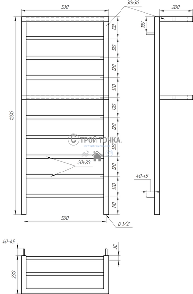 Водяна сушка для рушників Aro 120x53x3 GA-40003 фото