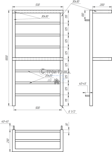 Водяна сушка для рушників Aro 120x53x3 GA-40003 фото