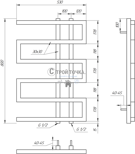 Водяна сушка для рушників Dual 120x53x3 GA-56003 фото