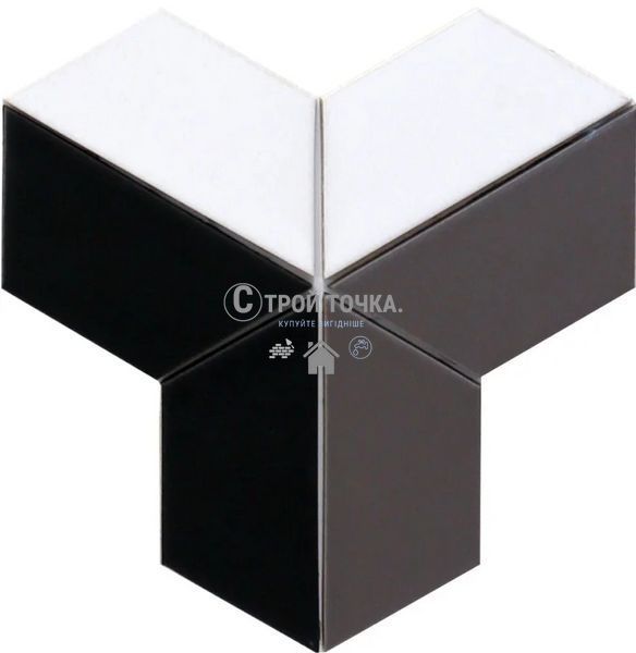 Мозаїка керамічна KC TRAPEZE T X3 69001 White/Black Mat/Grey Shedol 262x264x9 (62x147) 0,043 м2 T X3 69001 фото