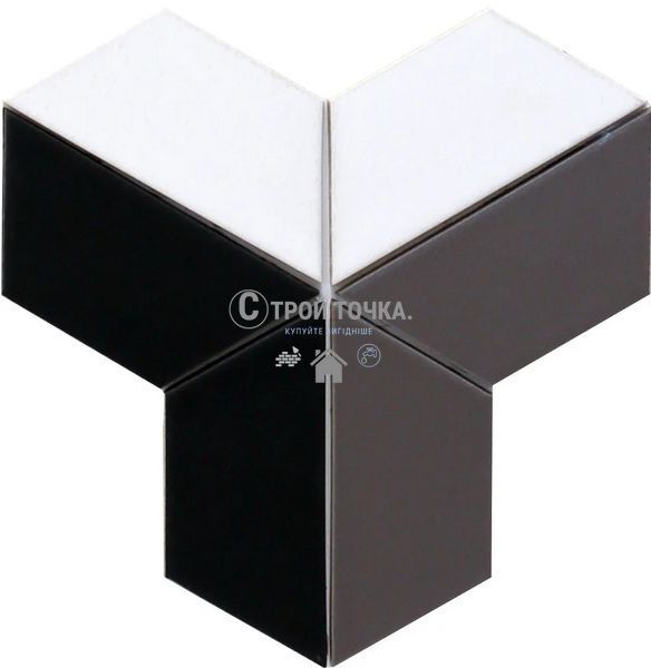 Мозаїка керамічна KC TRAPEZE T X3 69001 White/Black Mat/Grey Shedol 262x264x9 (62x147) 0,043 м2 T X3 69001 фото