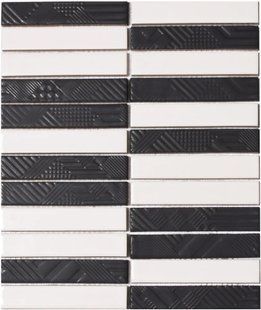Мозаика керамическая KC Kit Kat 69007 С2 White/Black Mat ST 252x300х9 (23х124) K 69007 фото