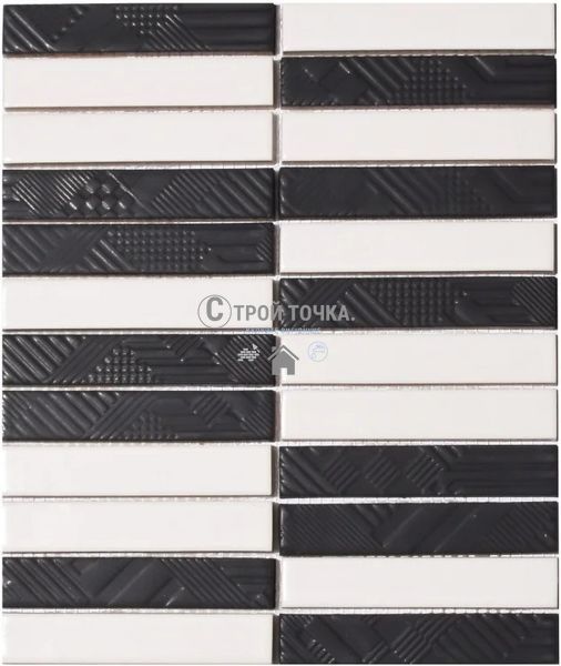 Мозаика керамическая KC Kit Kat 69007 С2 White/Black Mat ST 252x300х9 (23х124) K 69007 фото