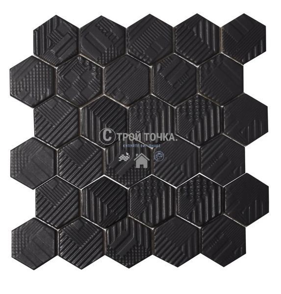 Мозаїка керамічна KC HEXAGON HST 6021 Black Mat 295х295х9 HST 6021 фото