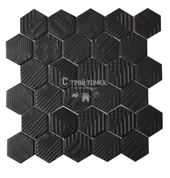Мозаїка керамічна KC HEXAGON HST 6021 Black Mat 295х295х9 HST 6021 фото