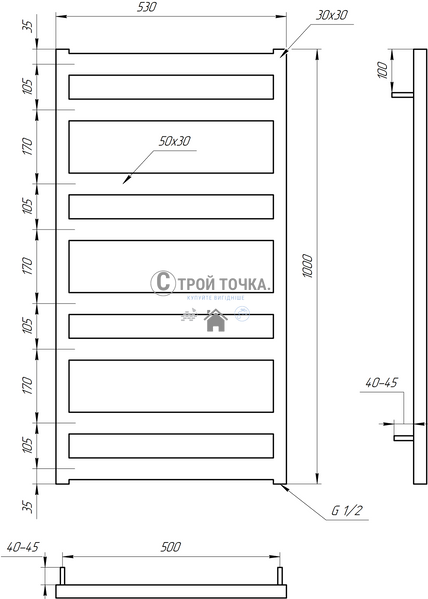 Водяна сушка для рушників Fom 120x53x3 GA-2203 фото