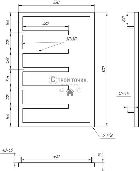 Водяна сушка для рушників Combo 800x53x3 GA-1401 фото