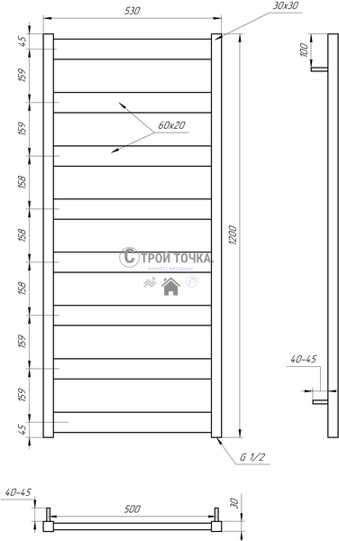 Електрична сушка для рушників Bull 100x53x3 GA-3005 фото