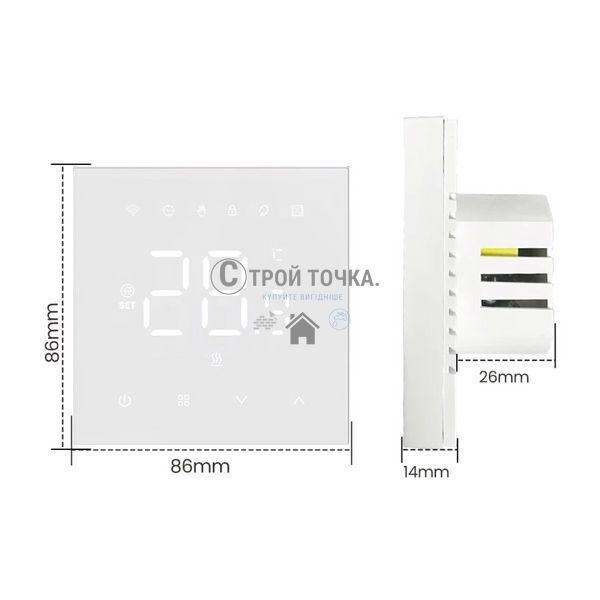 Терморегулятор для теплого пола WT410 W-16A с Wi-Fi, белый с внешним датчиком температуры 24-160273-8686 фото