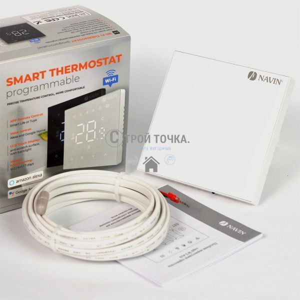 Терморегулятор для теплого пола WT410 W-16A с Wi-Fi, белый с внешним датчиком температуры 24-160273-8686 фото