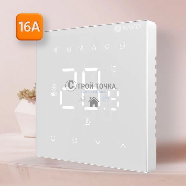 Терморегулятор для теплого пола WT410 W-16A с Wi-Fi, белый с внешним датчиком температуры 24-160273-8686 фото
