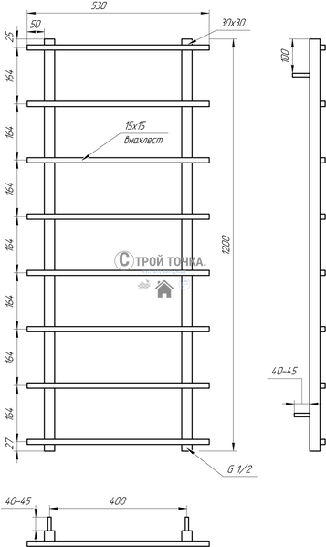 Водяна сушка для рушників Kioto 120x53x3 GA-2103 фото