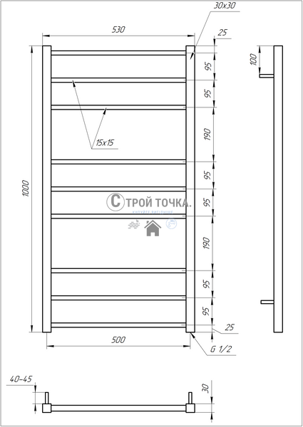 Електрична сушка для рушників Tristar square 120x53x3 GA-2006 фото