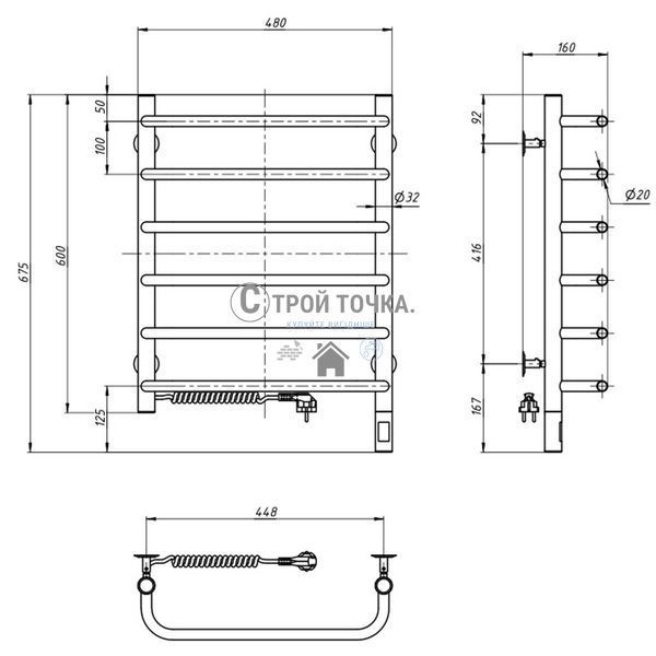 Рушникосушка Симфонія 480х600 Sensor ліва з таймером 10-009133-4860 фото