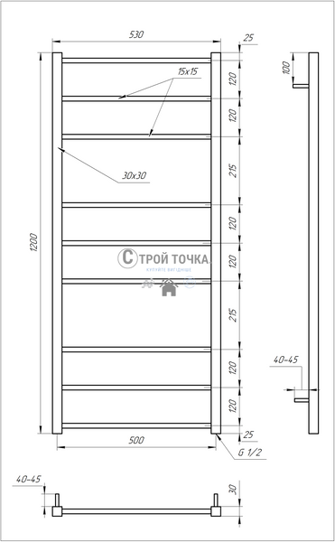 Електрична сушка для рушників Tristar square 100x53x3 GA-2005 фото