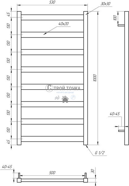 Електрична сушка для рушників Maxi 100x53x3 GA-3105 фото
