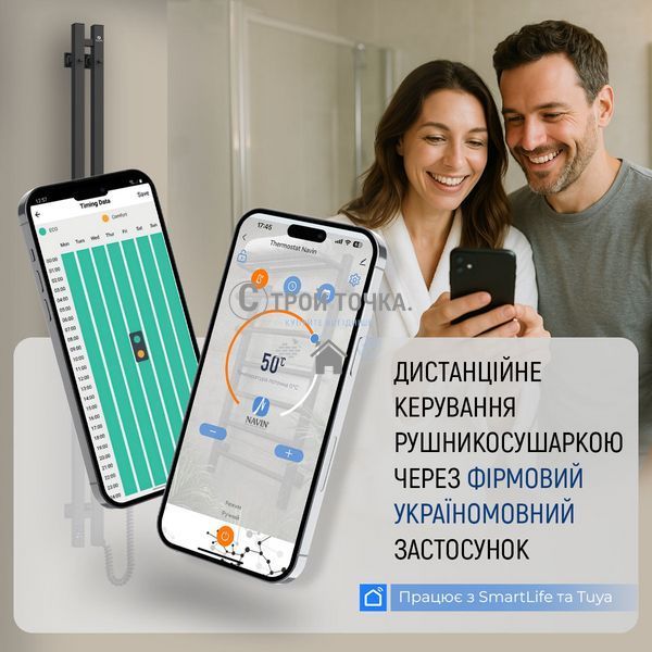 Рушникосушка Navin Класик Квадро 500х1200 Sensor з Wi-Fi, ліва, біла 12-116155-5012 фото