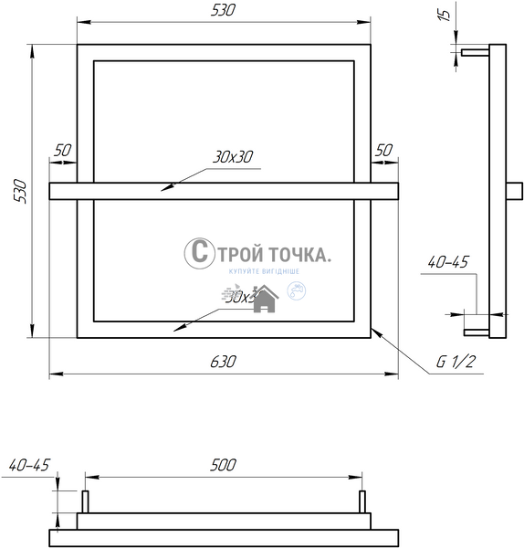 Електрична сушка для рушників One DRY 530x530x3 GA-4701-1 фото