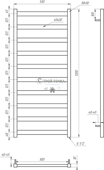 Водяна сушка для рушників Maxi 120x53x3 GA-3103 фото