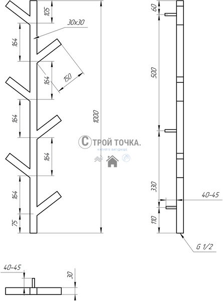 Електрична сушка для рушників Albero DRY 1000х240 GA-3804-1 фото
