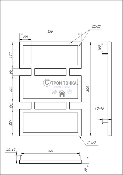 Електрична сушка для рушників Quattro 100x53x3 GA-1005 фото