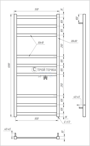 Водяна сушка для рушників Tristar 100x53x3 GA-1102 фото