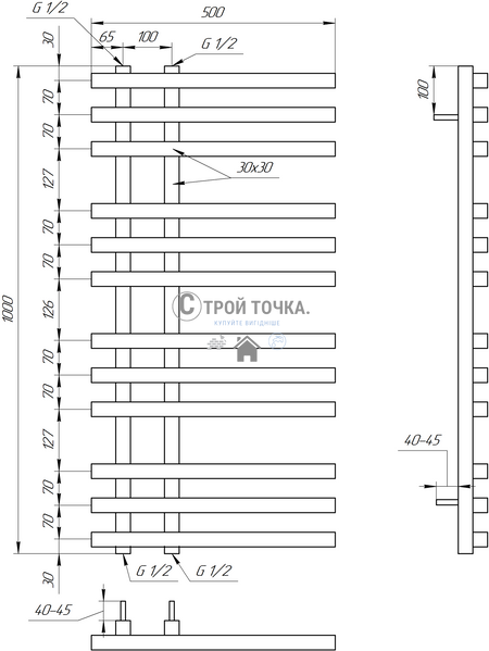 Електрична сушка для рушників Carisma 800x53x3 GA-97004 фото