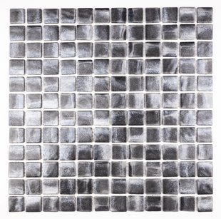 Мозаика стеклянная Metallic Silver АкваМо 31.7х31.7 плитка на сетке METALLIC SILVER фото
