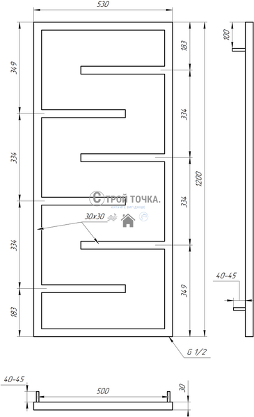 Електрична сушка для рушників Infinite DRY 120x53x3 GA-4006-1 фото
