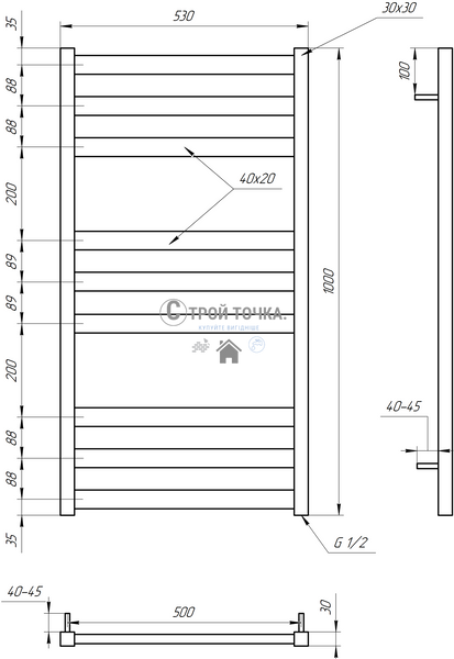 Електрична сушка для рушників Tristar flat 120x53x3 GA-5006 фото