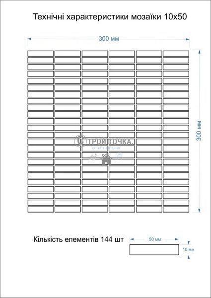 Мозаїка керамогранітна KC MI7 10500505C Oltremare 300 x 300 х 10 (прямокутник 10 x 50) MI7 10500505C фото