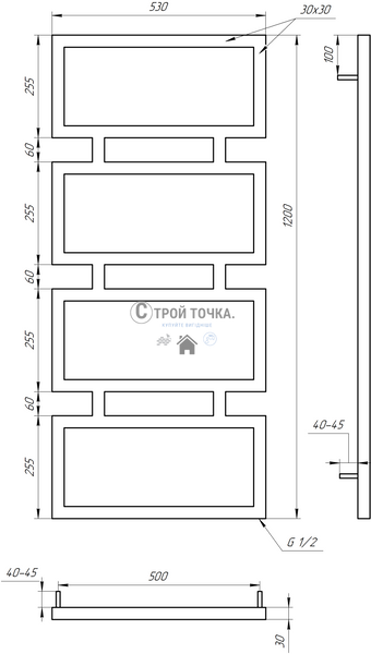 Водяна сушка для рушників Quattro 120x53x3 GA-1003 фото