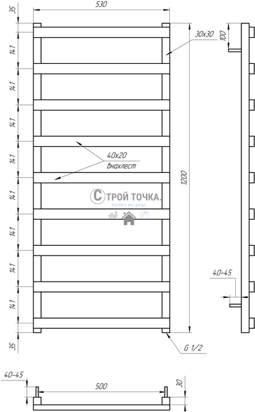 Електрична сушка для рушників Basis 120x53x3 GA-10006 фото
