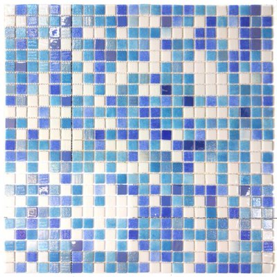 Мозаїка на басейн mix2 мікс 31.7х31.7см плитка з перламутром блакитна 02031 фото