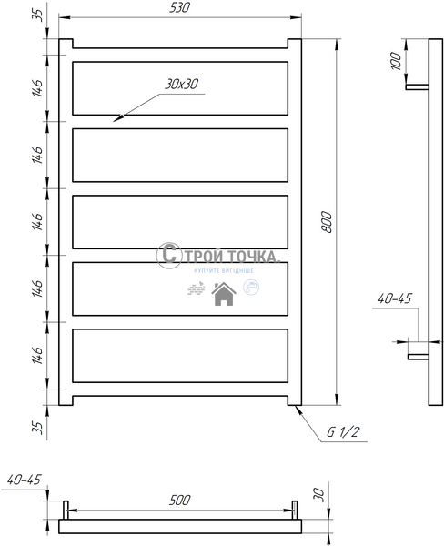 Електрична сушка для рушників Bud 100x53x3 GA-30005 фото