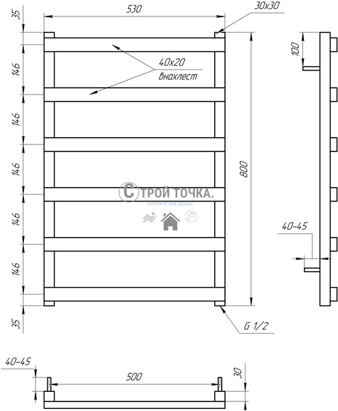 Електрична сушка для рушників Basis 120x53x3 GA-10006 фото