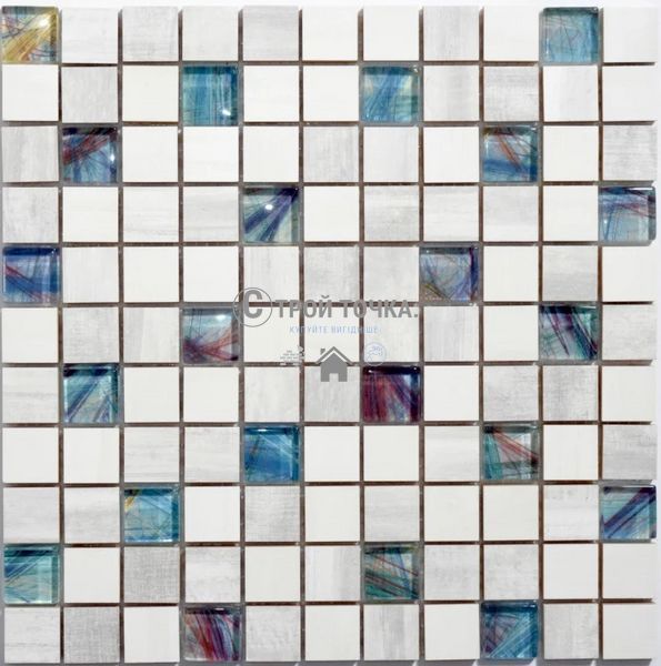 Мозаика керамическая KC СМ 3107 C3 laterizio griz/laterizio bianco/line glass 300 х 300 х 9 ( 25 х 25 ) h1616 фото