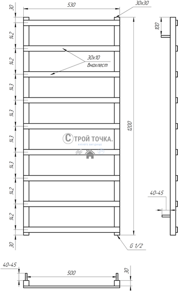 Водяна сушка для рушників Basis Light 800x53x3 GA-1901 фото