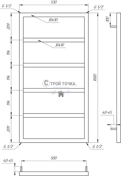 Електрична сушка для рушників Mogiana DRY 800x53x3 GA-57004-1 фото