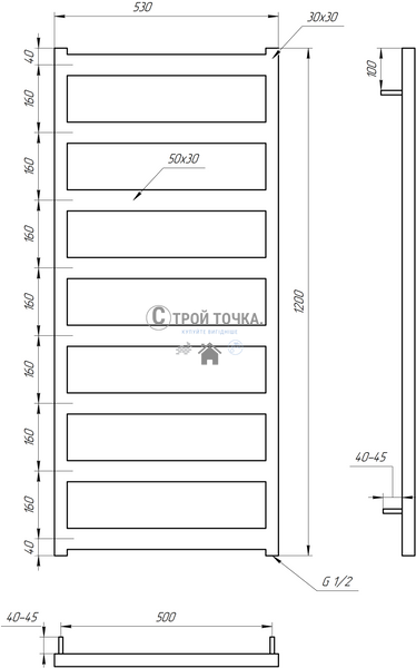 Електрична сушка для рушників Nova DRY 800x53x3 GA-2304-1 фото