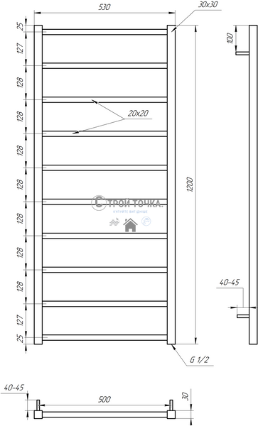 Водяна сушка для рушників Terra 120x53x3 GA-1803 фото