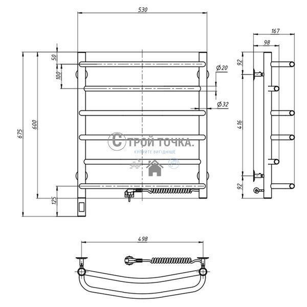 Рушникосушка Омега 530х600 Sensor права з таймером 10-015033-5360 фото