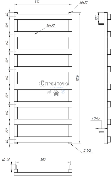 Водяна сушка для рушників Fancy 120x53x3 GA-2903 фото