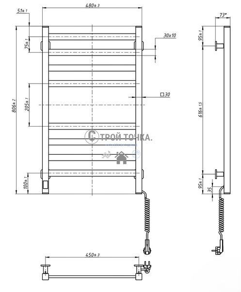 Рушникосушарка Domingo Axis 480x800 Sensor права біла 12-174053-4880 фото