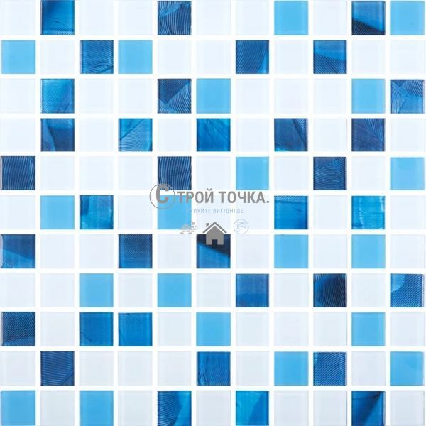 Мозаїка скляна KC GMP 0425018 С3 print 19/blue D mat/white mat 300 x 300 х 4 (25 х 25) GMP 0425018 фото