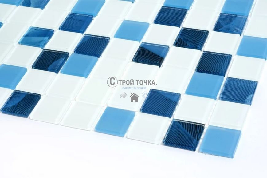 Мозаїка скляна KC GMP 0425018 С3 print 19/blue D mat/white mat 300 x 300 х 4 (25 х 25) GMP 0425018 фото