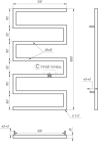 Електрична сушка для рушників Snake DRY 800x53x3 GA-9001-1 фото