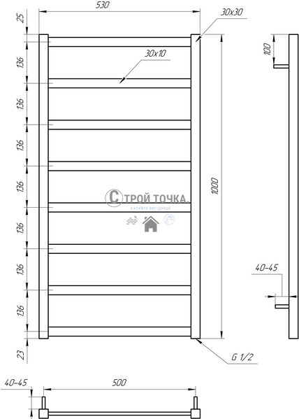 Електрична сушка для рушників Lono 100x53x3 GA-2805 фото